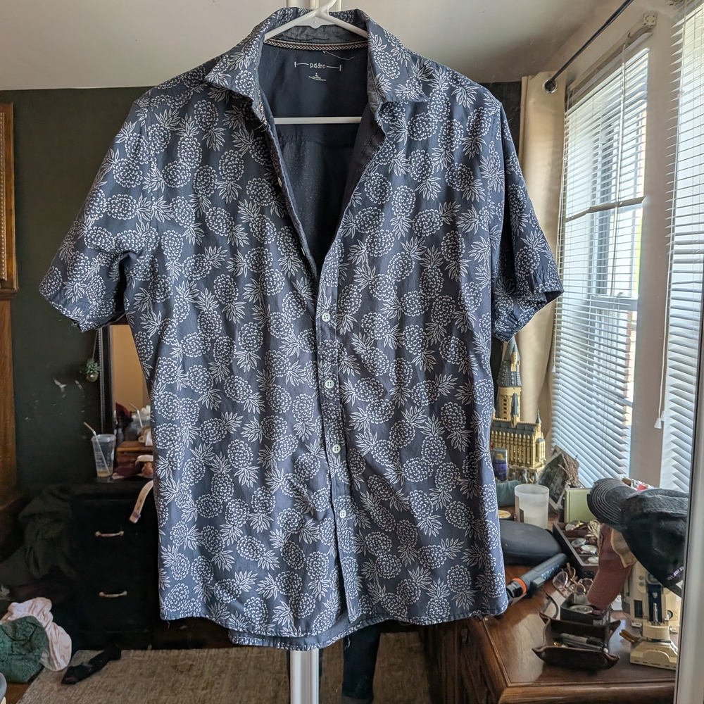 PD&C Navy Floral Button Down Shirt